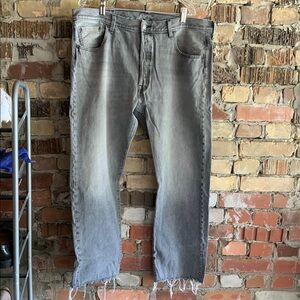 Levi's Gray Straight-Leg Jeans with Vintage Distress